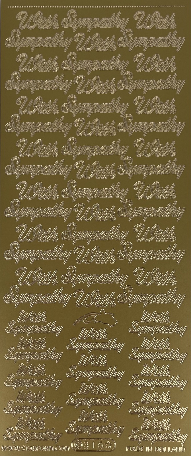 Starform Sticker Sheet 4 x 9 Inch With Sympathy Gold