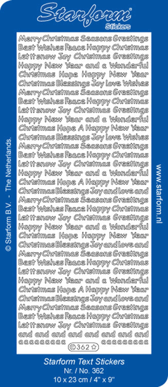 Starform Sticker Sheet Assorted Christmas Greetings Silver