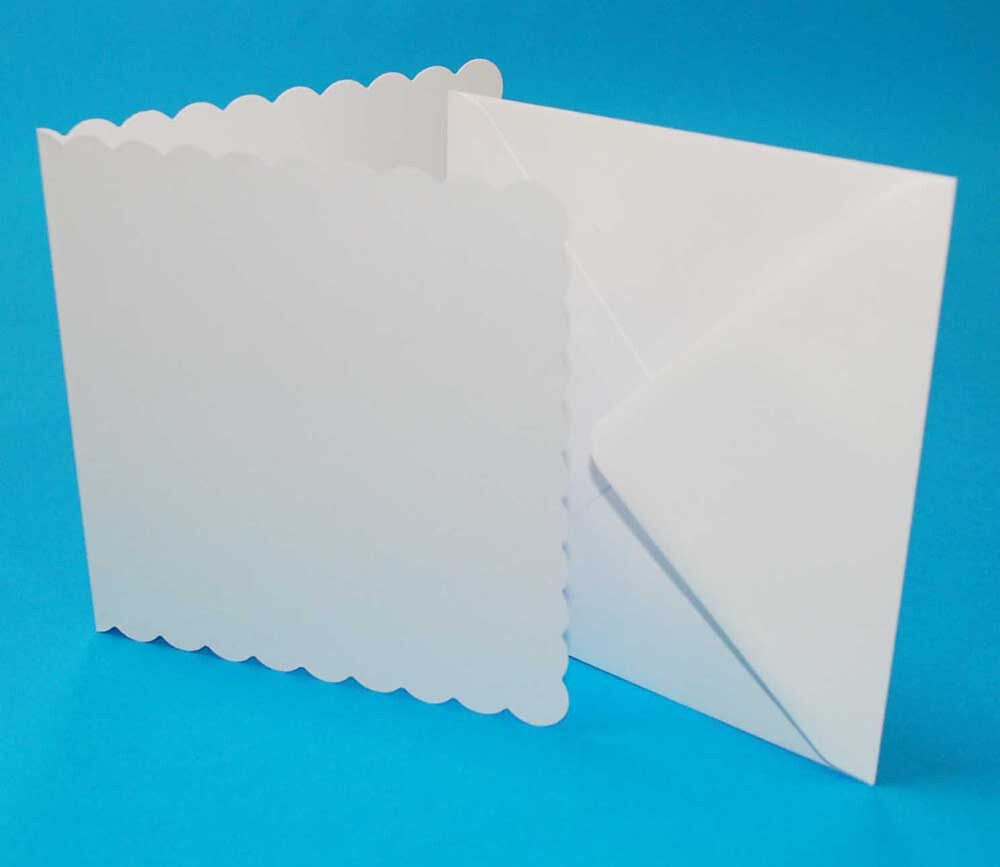Craft UK Limited 50 Scallop White 5x5 inch Cards 300gsm and Envelopes