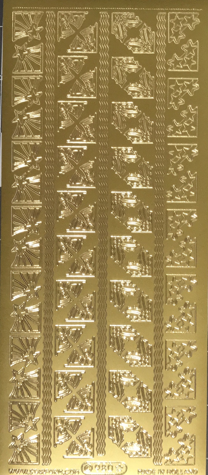 Starform Sticker Sheet 4 x 9 Inch Corners 19 Christmas Gold