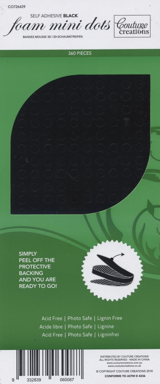 Couture Creations 3D Double-Sided 5mm Foam Black Mini Dots 360pcs