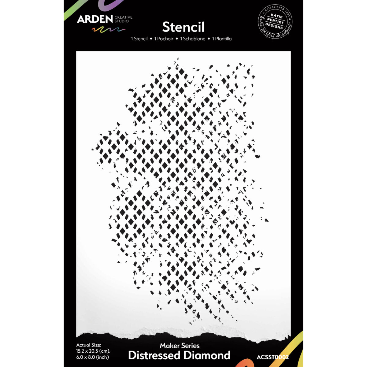 Arden Creative 6”x8” Stencil - Vintage Maker - Distressed Diamond