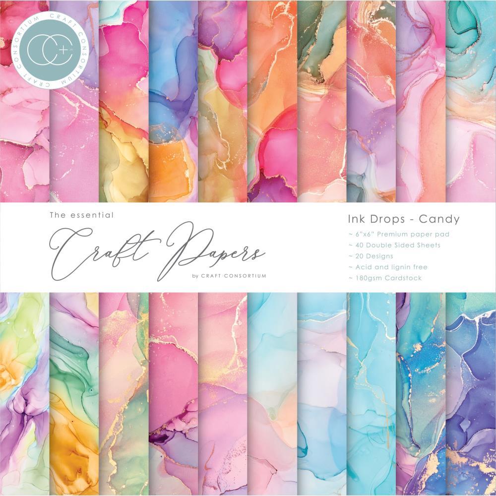 Craft Consortium Double-Sided Paper Pad 6x6 40/Pkg Ink Drops Candy