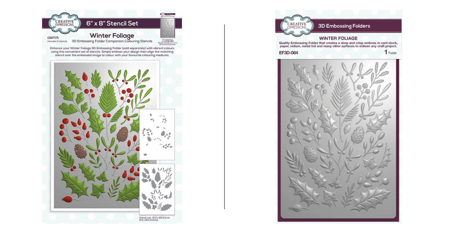 Creative Expressions Winter Foliage Embossing Folder and Stencil Bundle