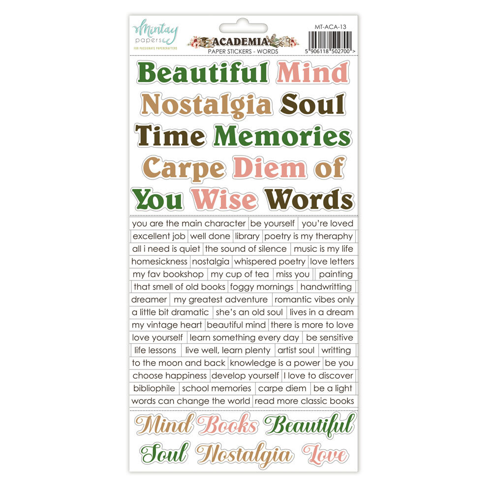 Mintay Papers 6x12 Stickers Sheet (Words) Academia