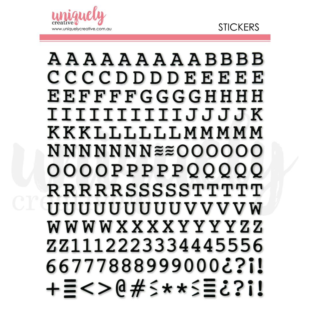 Uniquely Creative Puffy Stickers Black Alpha Uppercase